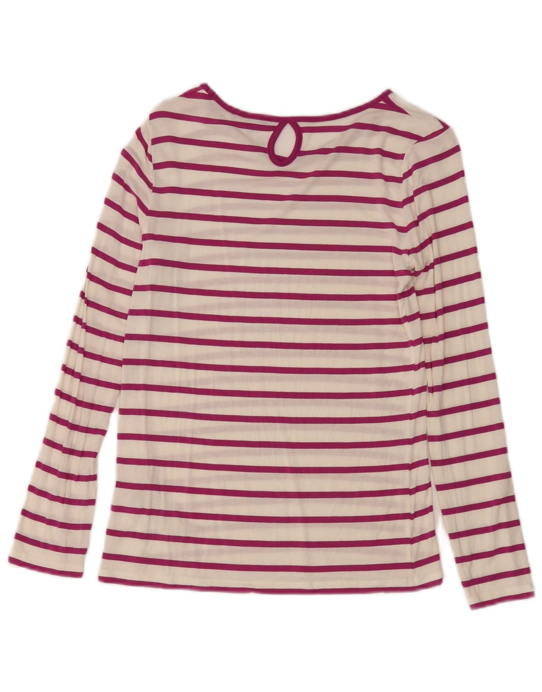 Massimo Dutti Damen Top Langarm UK 10 Small Weiß gestreift Modal