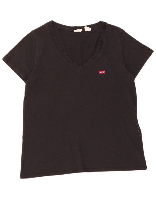 Levi's Womens T-Shirt Top UK 14 Medium Black Cotton
