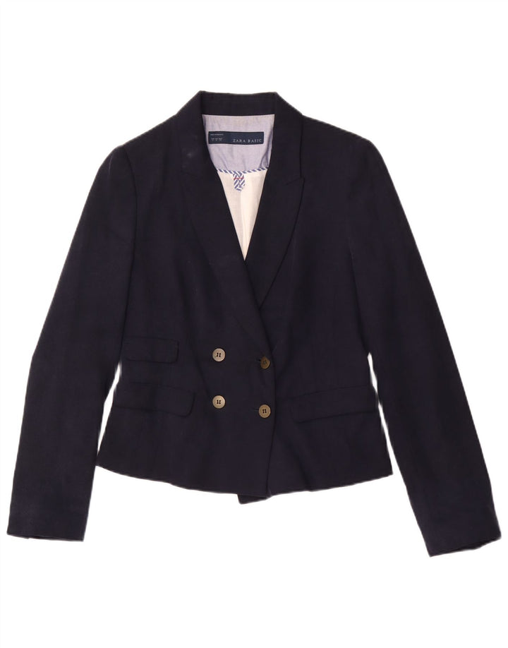 Zweireihiger Blazer für Damen von Zara, UK 12, mittleres Marineblau aus Lyocell