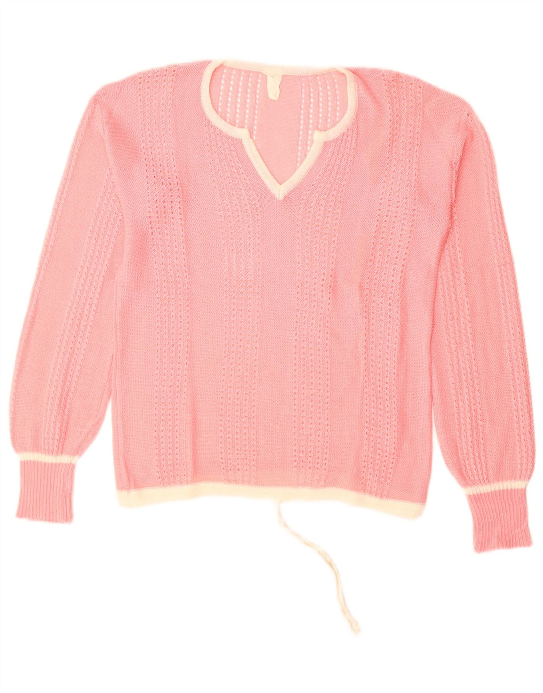 Vintage Damen V-Ausschnitt Pullover Pullover UK 14 Mittelrosa