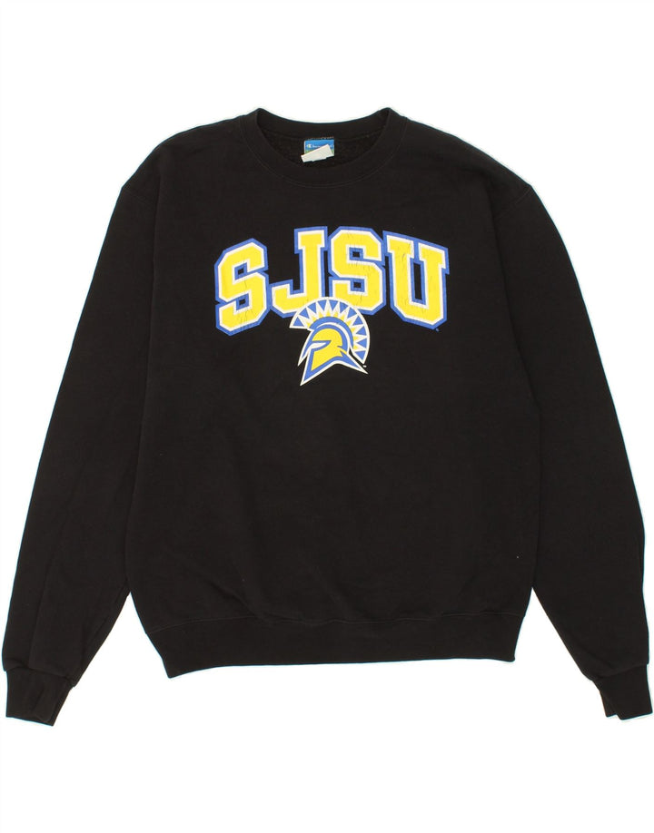 CHAMPION Mens Graphic Sweatshirt Jumper Medium Black Cotton Vintage Champion and Second-Hand Champion from Messina Hembry 