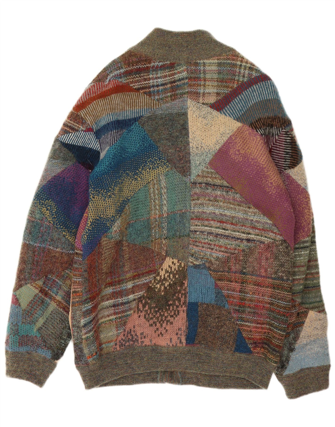 VINTAGE Herren-Cardigan-Pullover, mittelgroß, mehrfarbig, Patchwork