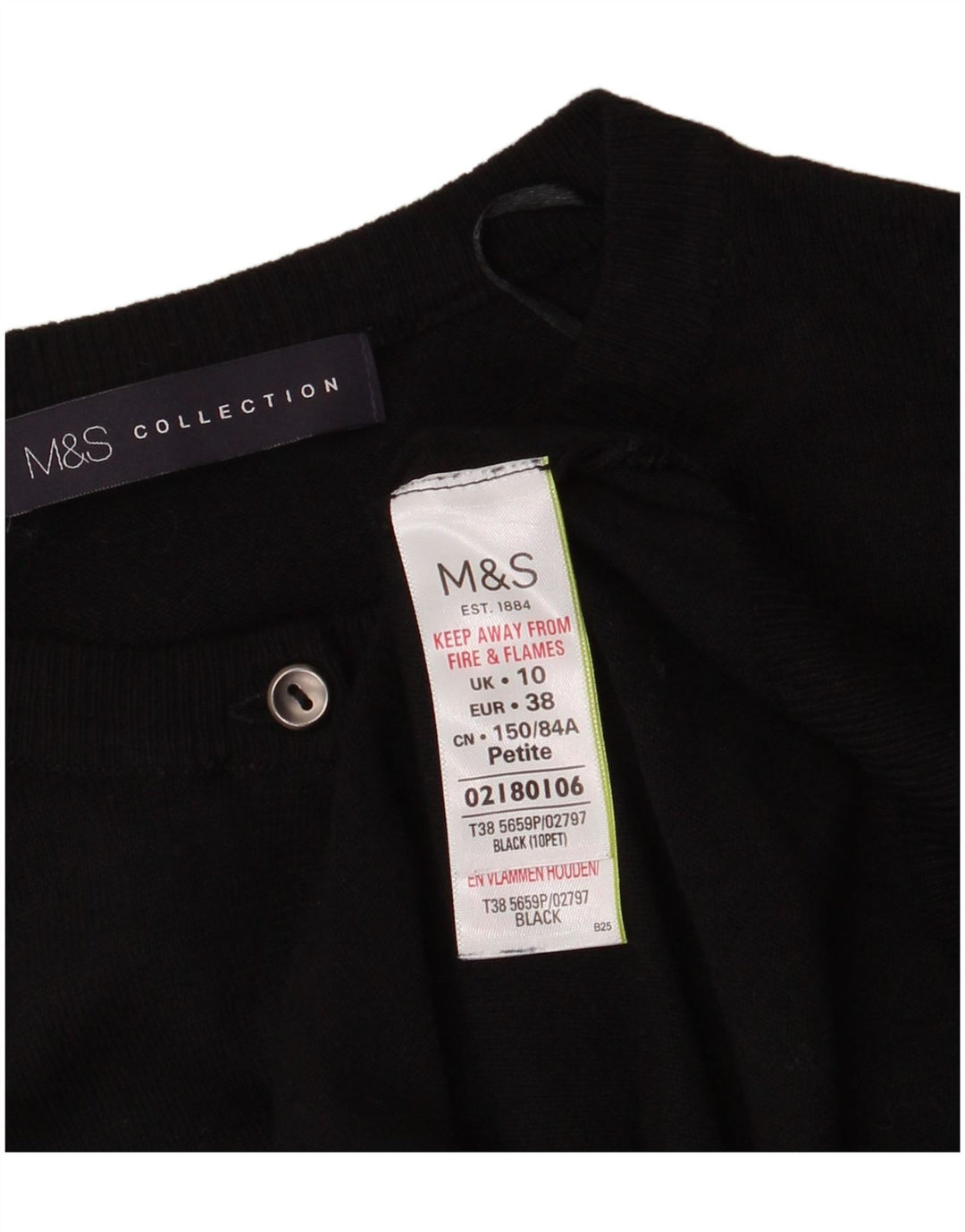 Marks & Spencer Damen-Cardigan-Pullover UK 10 Small Schwarze Viskose