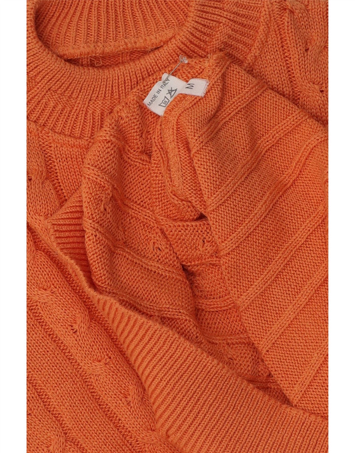 Vintage Herren Rollkragenpullover Pullover Mittelorange Baumwolle