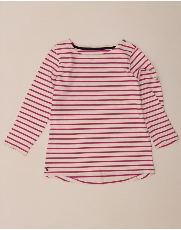 Joules Damen-Top, 3/4-Ärmel, UK 10, Größe S, rosa, gestreift, Baumwolle