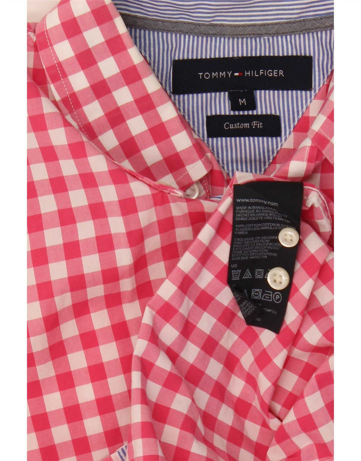 Tommy Hilfiger Herren Kurzarm-Hemd mit individueller Passform, mittelrote Gingham-Baumwolle