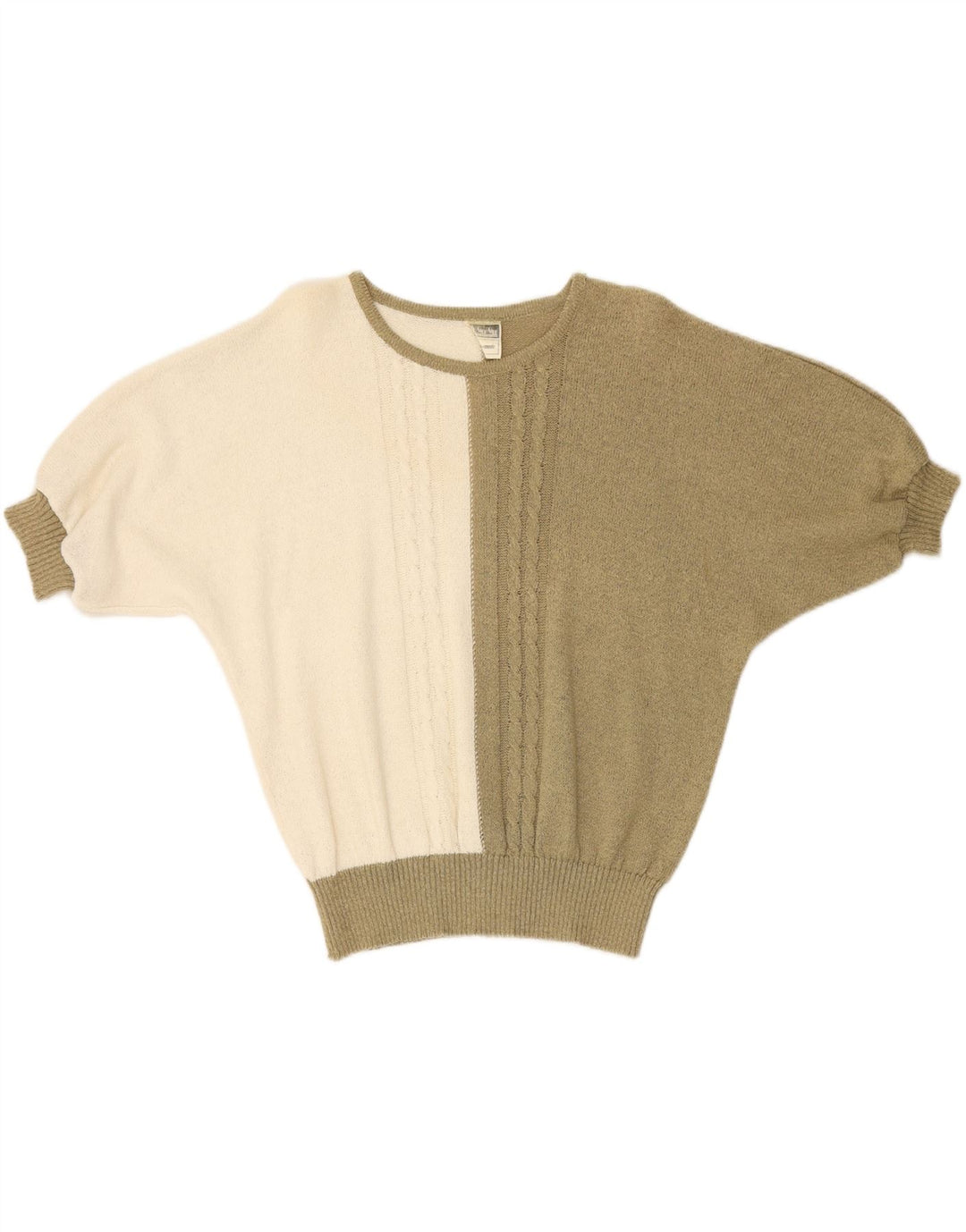 VINTAGE Womens Crew Neck Jumper Sweater UK 12 Medium White Colourblock Vintage Vintage and Second-Hand Vintage from Messina Hembry 