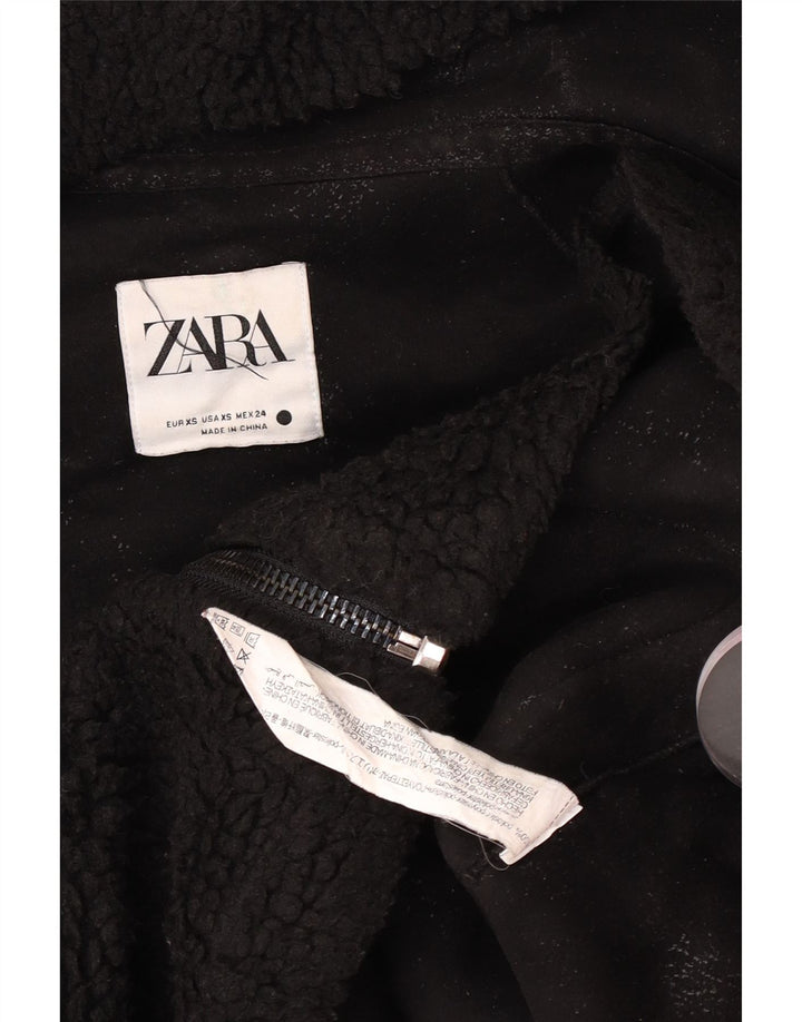 Zara Damen-Fleecejacke mit Kapuze, übergroß, UK 6, XS, Schwarz, Polyester