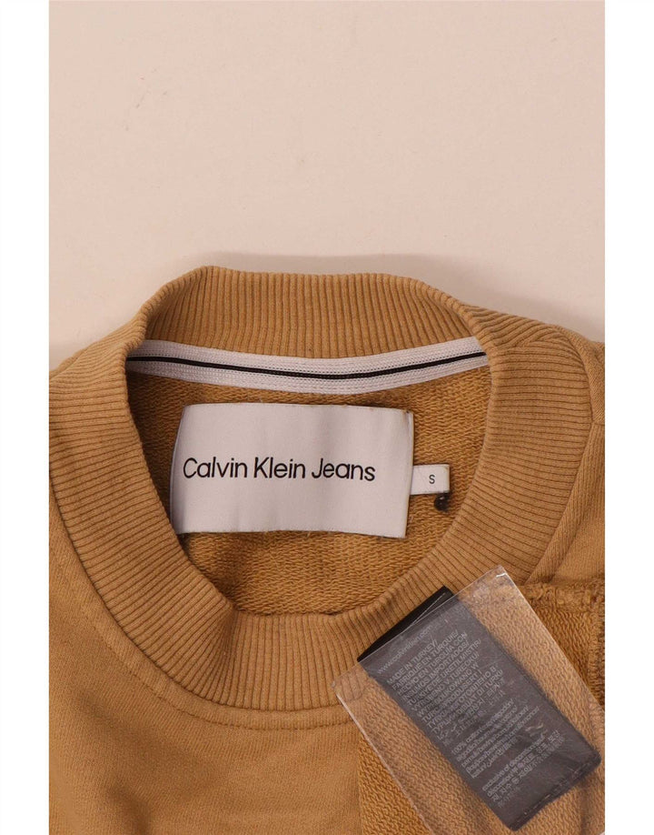 Calvin Klein Jeans Damen Übergroßer Sweatshirt-Pullover UK 10 Small Beige