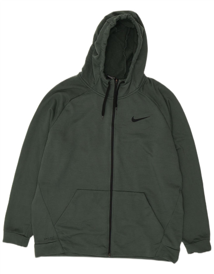 NIKE Herren Dri Fit Zip Hoodie Pullover XL Grün Polyester