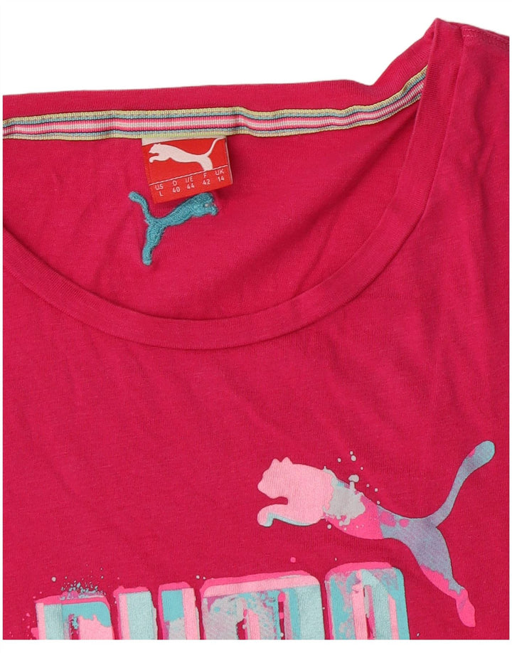Puma Damen Graphic T-Shirt Top UK 14 Mittelrosa