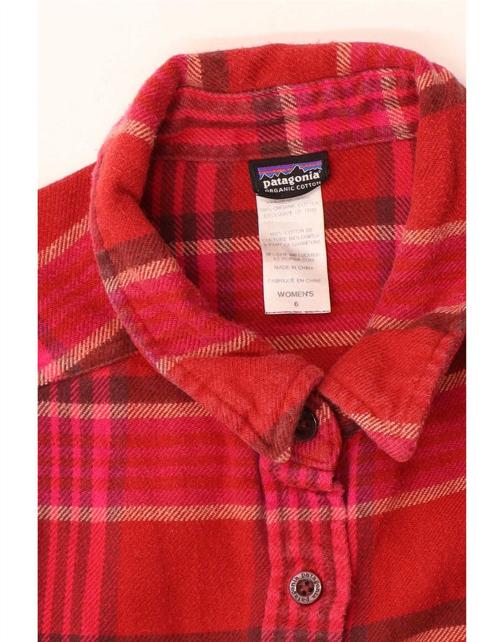 Patagonia Damen Flanellhemd US 6 Mittelrot karierte Baumwolle