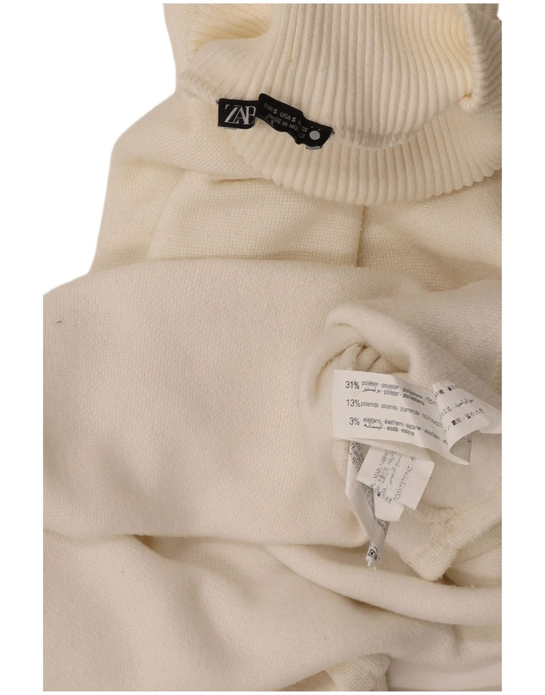 Zara Damen Crop Oversized Rollkragenpullover Pullover UK 10 Small Off White