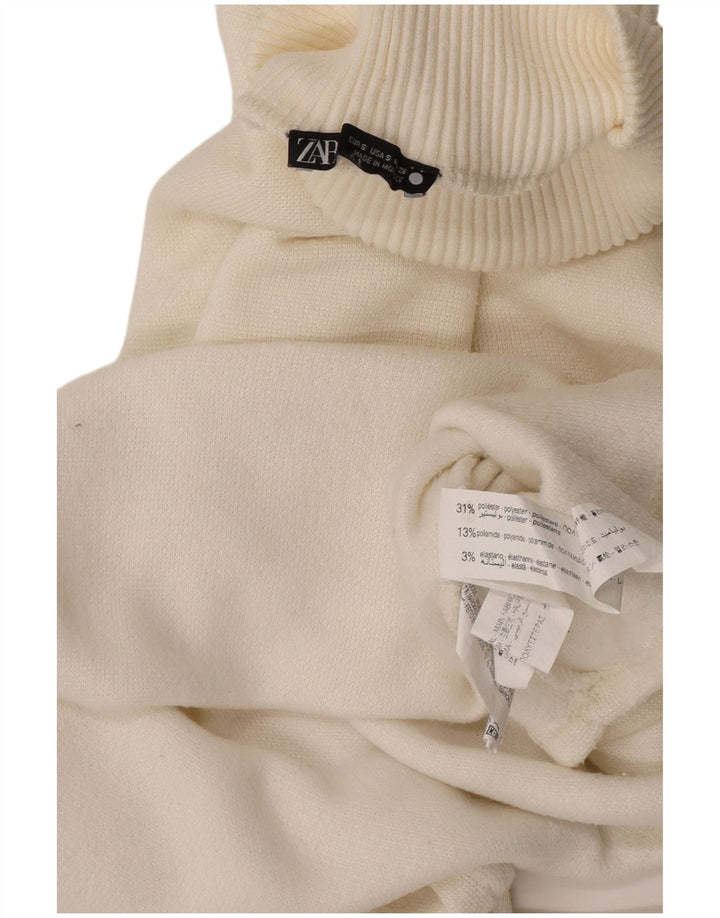 Zara Damen Crop Oversized Rollkragenpullover Pullover UK 10 Small Off White