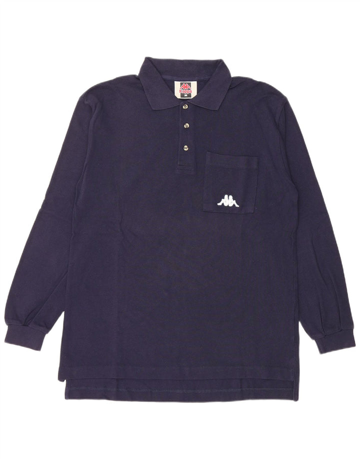 Kappa Herren-Langarm-Poloshirt aus mittelblauer Baumwolle