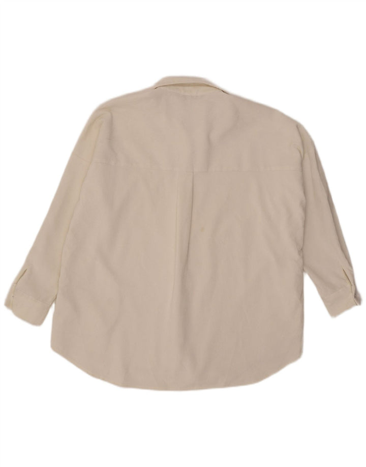 Zara Damen Übergroßes Cordhemd UK 10 Small Weiß Polyester