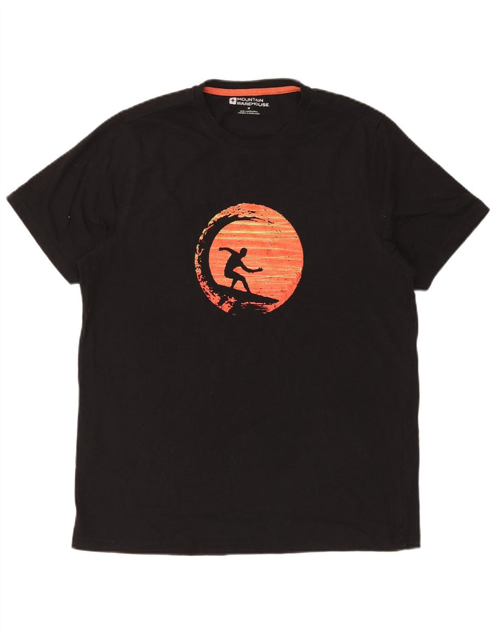 MOUNTAIN WAREHOUSE Herren-Grafik-T-Shirt aus mittelschwarzer Baumwolle
