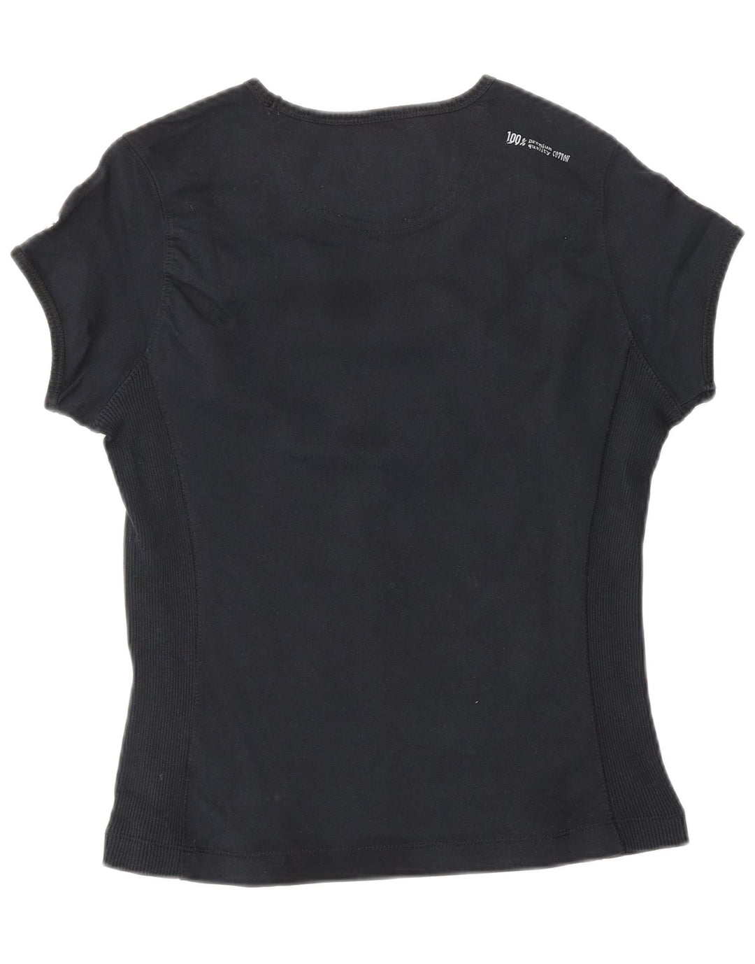 CHAMPION Womens Heritage Classics T-Shirt Top UK 12 Mittelschwarze Baumwolle