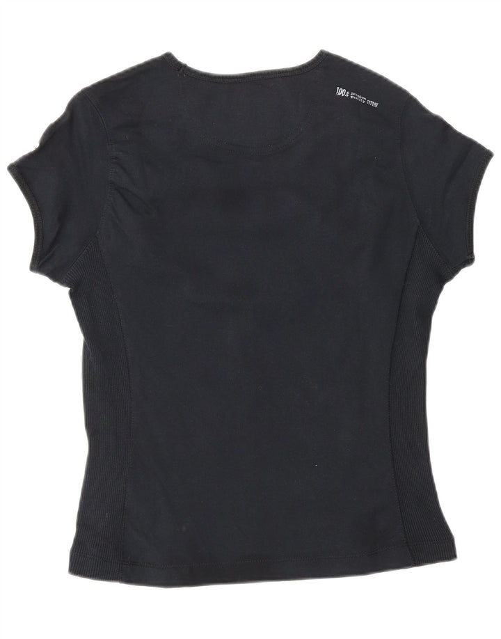 CHAMPION Womens Heritage Classics T-Shirt Top UK 12 Mittelschwarze Baumwolle