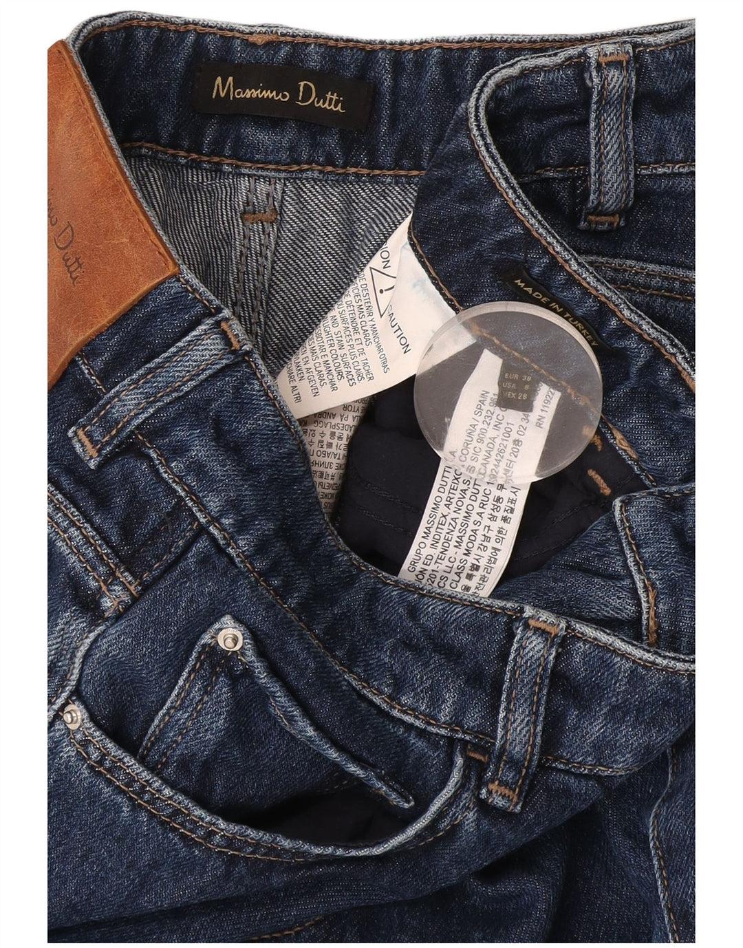 Massimo Dutti Damen Schlagjeans EU 38 Small W28 L34 Marineblaue Baumwolle