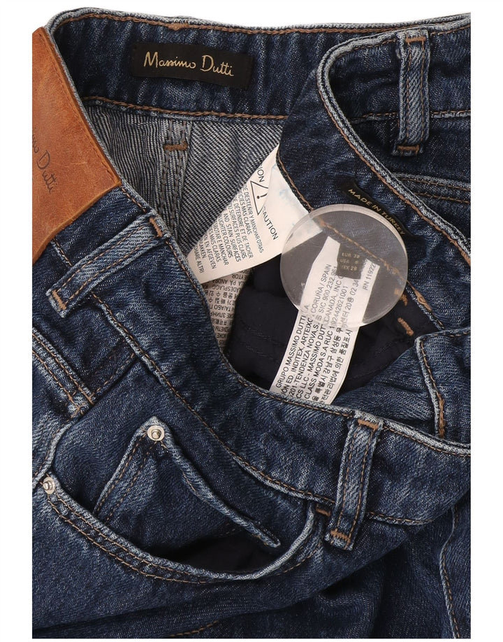 Massimo Dutti Damen Schlagjeans EU 38 Small W28 L34 Marineblaue Baumwolle