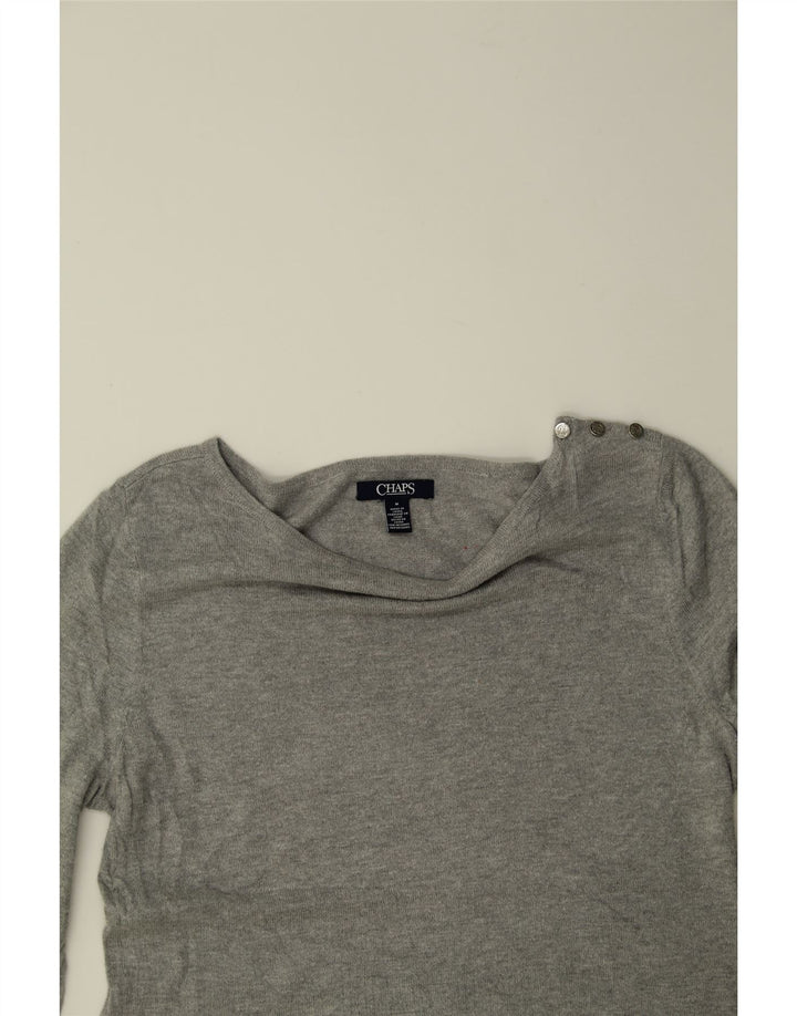 CHAPS Womens Boat Neck Jumper Sweater UK 12 Medium Grey Cotton Vintage Chaps and Second-Hand Chaps from Messina Hembry 
