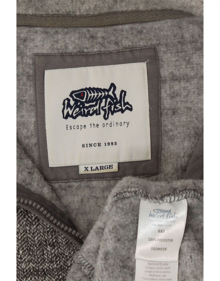 Weird Fish Herren-Sweatshirt mit Reißverschluss am Hals, XL, grau geflecktes Polyester