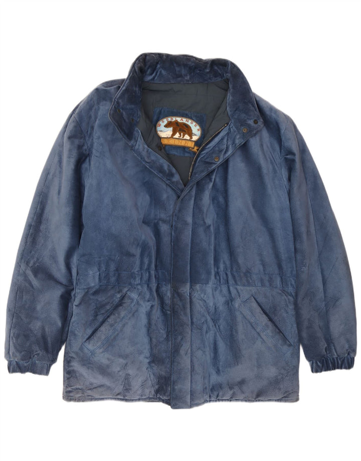 Vintage Herren Wildlederjacke IT 50 Large Blue Modal