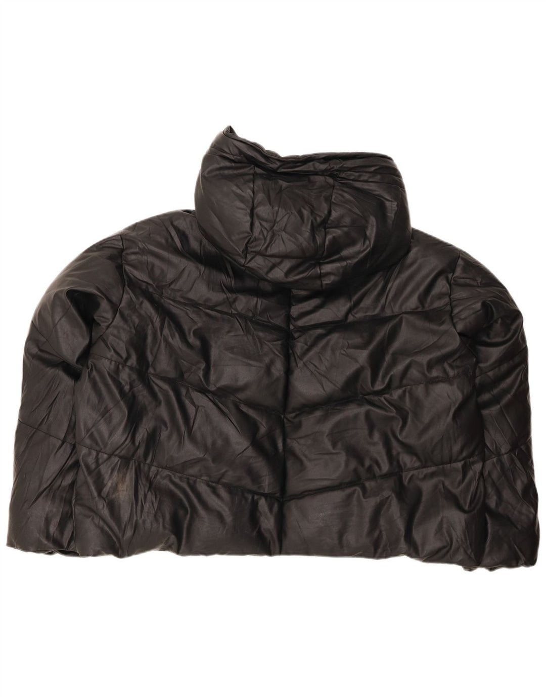Zara Damen-Kapuzen-Übergröße, gepolsterte Jacke, UK 20 2XL, schwarzes Polyurethan