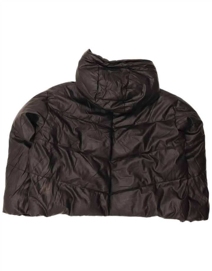 Zara Damen-Kapuzen-Übergröße, gepolsterte Jacke, UK 20 2XL, schwarzes Polyurethan