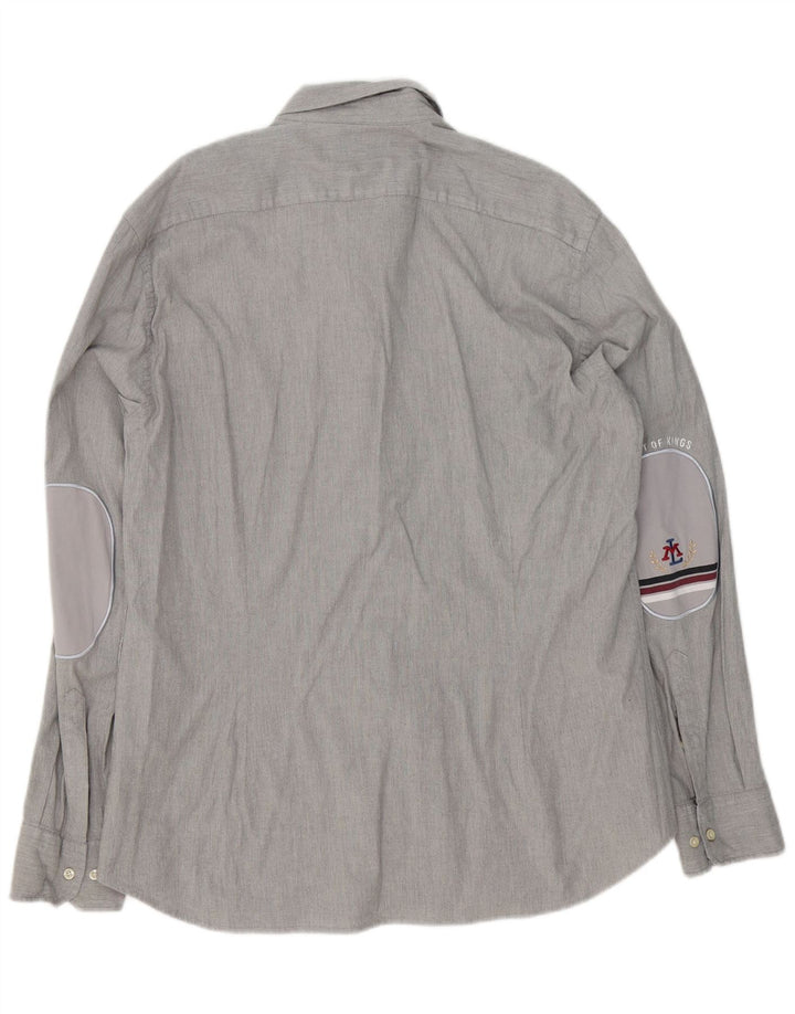 La Martina Herren Slim Fit Hemd 2XL Grau Baumwolle