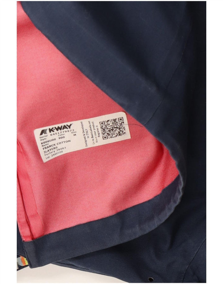 K-Way Herren-Regenjacke mit Kapuze, UK 38, mittelmarineblaue Baumwolle