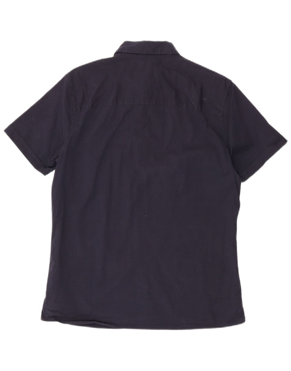 Calvin Klein Jeans Mens Short Sleeve Slim Fit Shirt Large Navy Blue Cotton