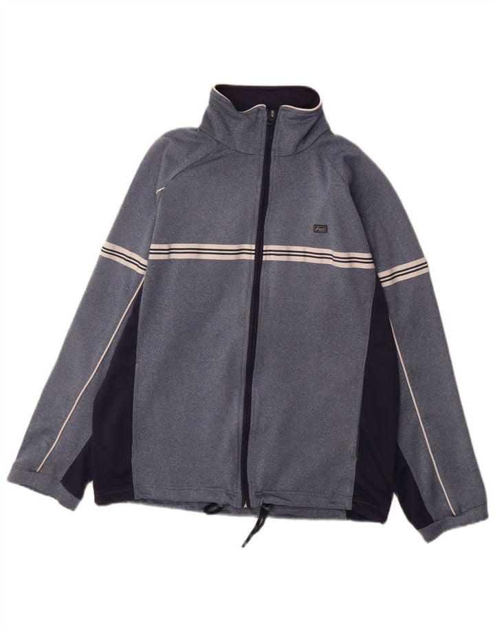 Asics Herren-Trainingsanzug-Top-Jacke, Mittelblau, Farbblock