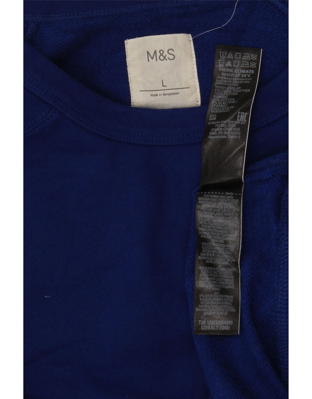 Marks & Spencer Herren-Sweatshirt, Pullover, Größe L, Blau, Baumwolle