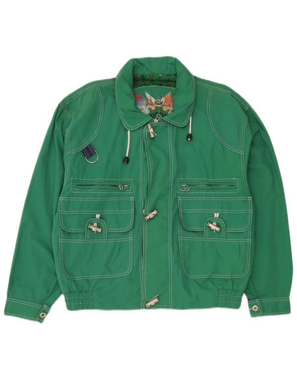 Oboe Mens Hooded Loose Fit Utility Jacke UK 36 Small Grüne Baumwolle