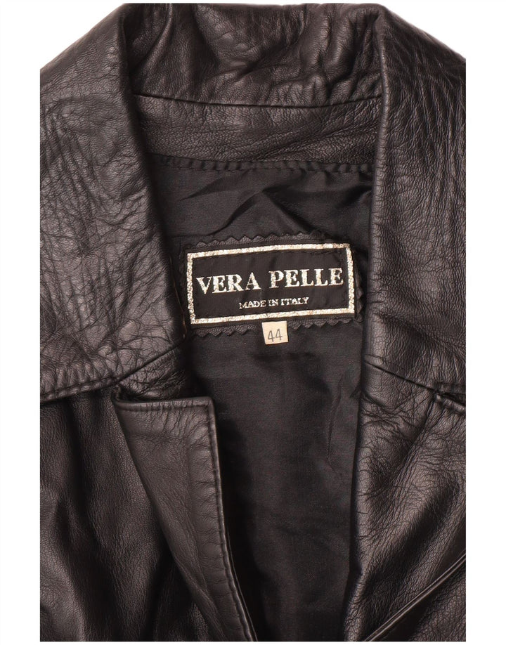 VINTAGE Damen Lederweste IT 44 Mittelschwarzes Leder