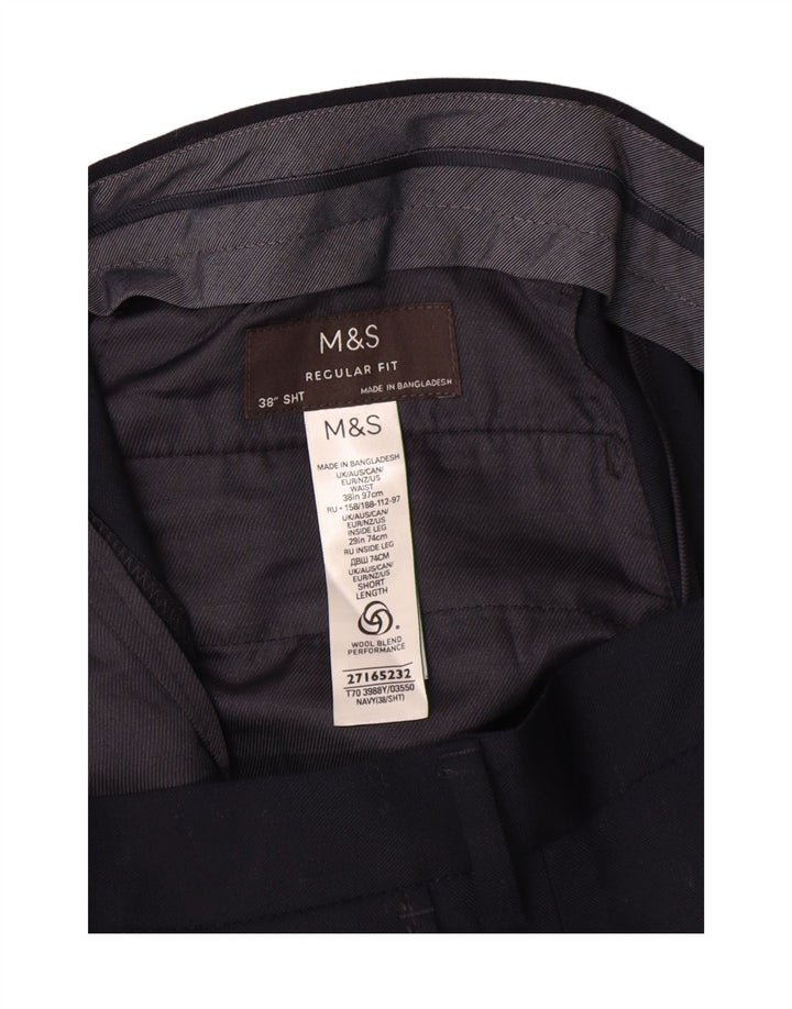 Marks & Spencer Herren-Anzughose mit normaler Passform, W38 L29, marineblaue Wolle