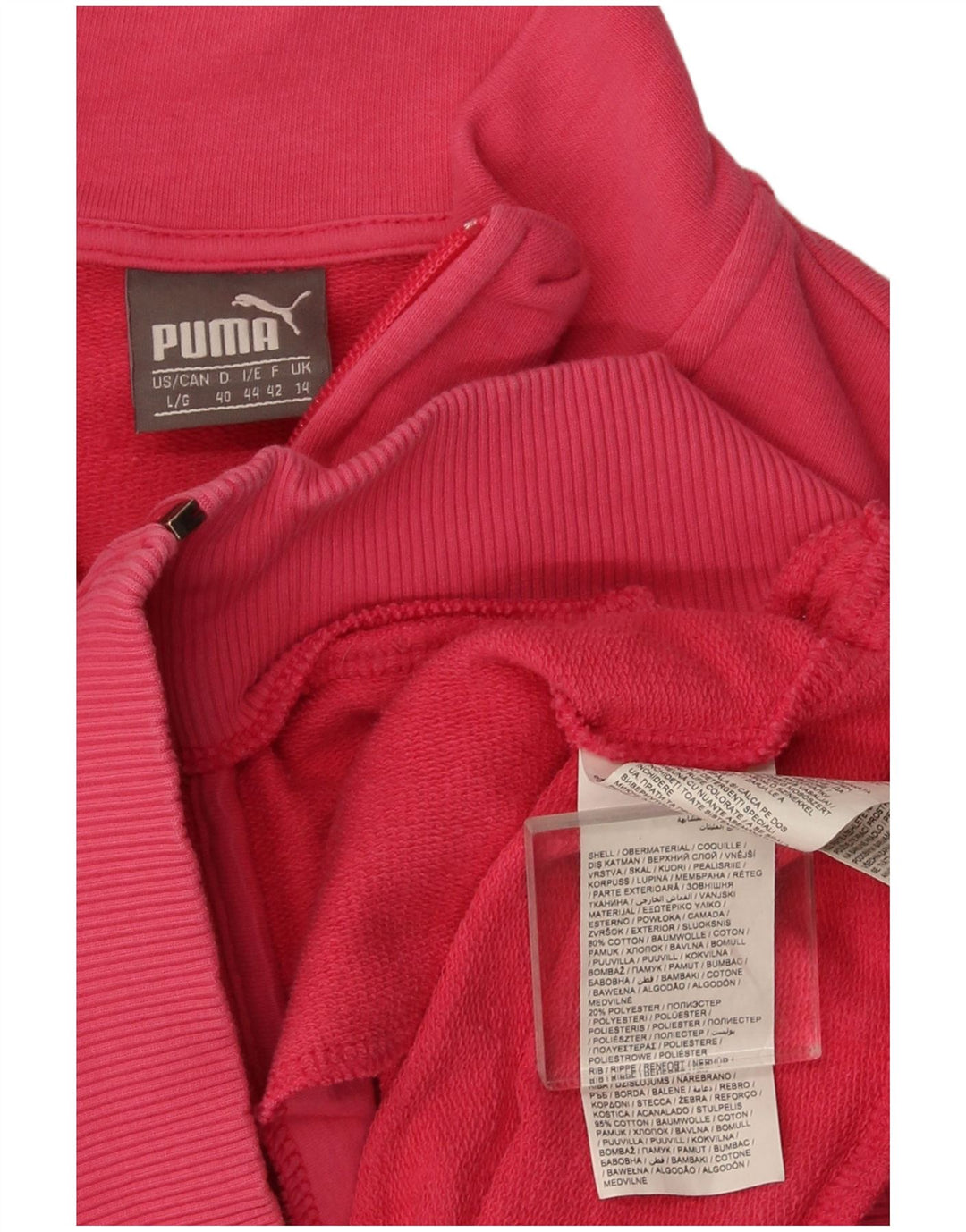 Puma Damen-Trainingsanzugoberteil, UK-Größe 14, Größe L, Rosa, Baumwolle
