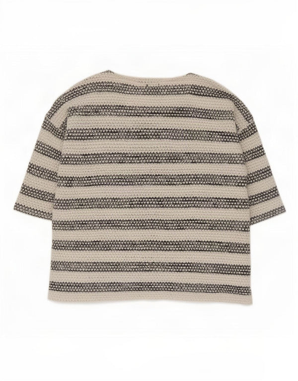 Marks & Spencer Damen-Top, 3/4-Ärmel, UK 22 3XL, beige gestreift, Baumwolle