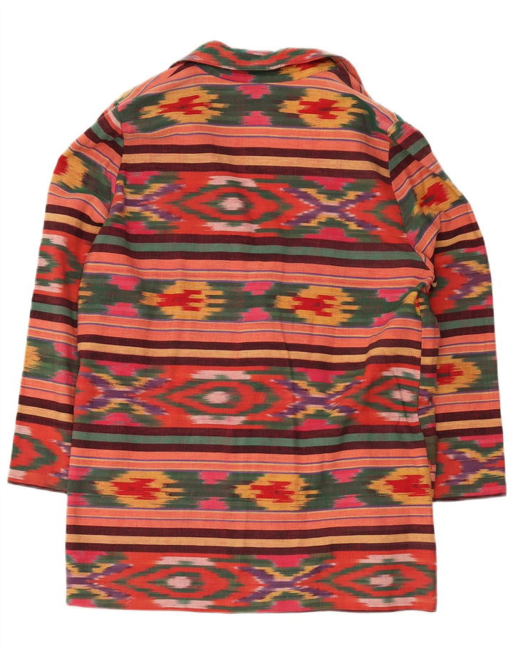 Vintage Damen 2-Knopf-Blazerjacke UK 18 XL Mehrfarbige Ikat-Baumwolle