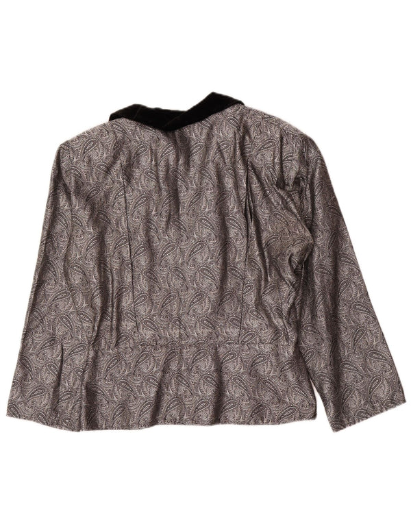 Vintage Damen Cardigan Top IT 42 Medium Silber Paisley Seide