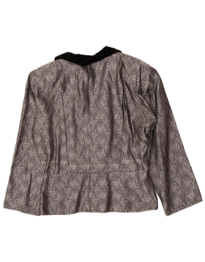 Vintage Damen Cardigan Top IT 42 Medium Silber Paisley Seide