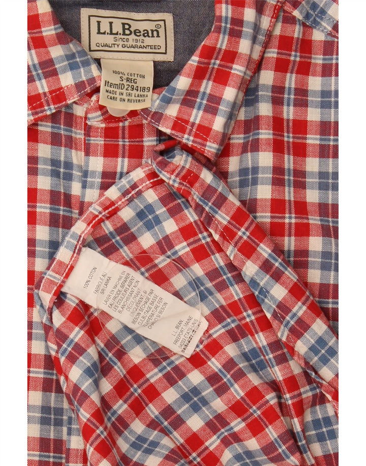 L.L.Bean Herren-Kurzarmhemd, klein, rot, kariert, Baumwolle