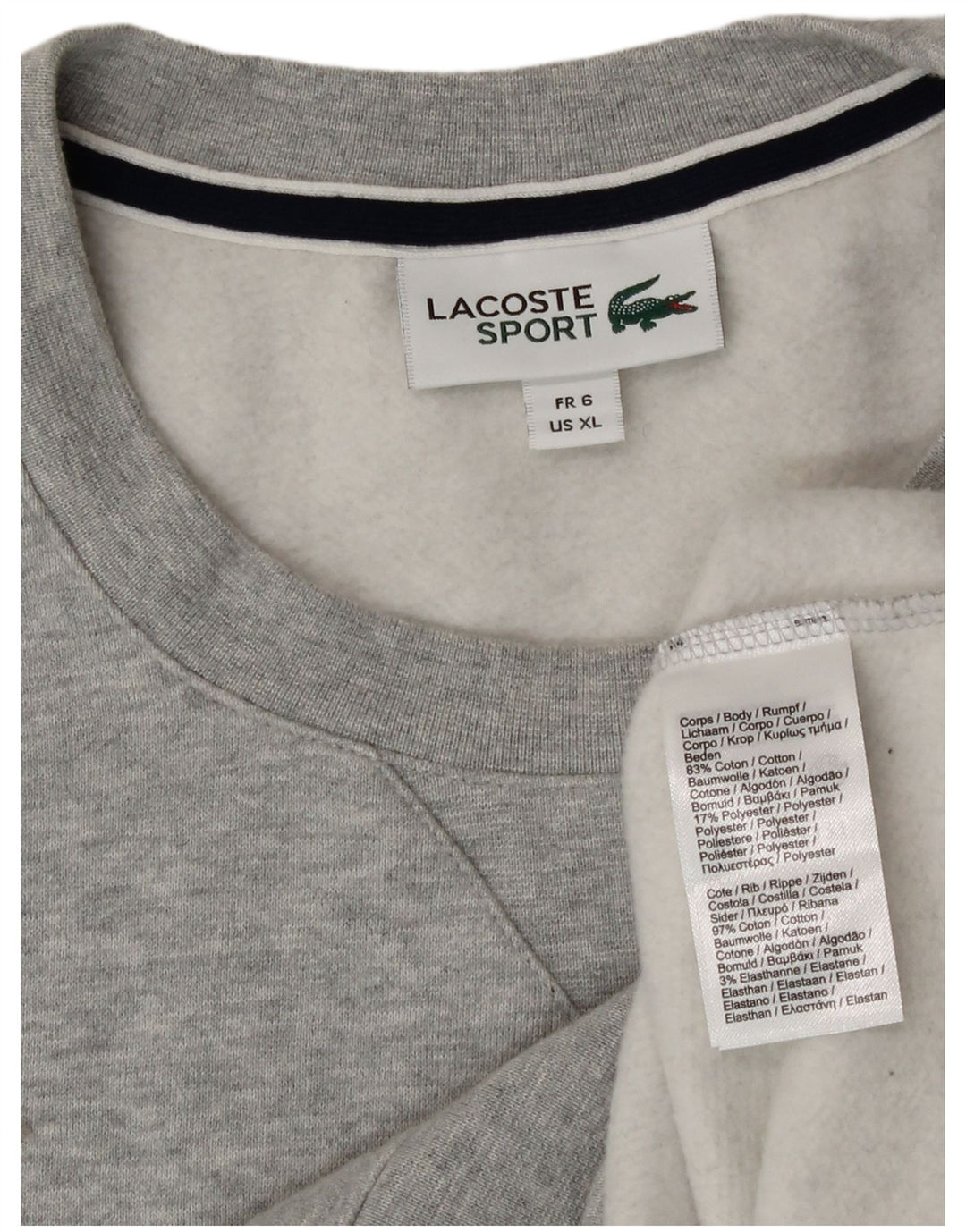 Lacoste Herren Sweatshirt Pullover Größe 6 XL Graue Baumwolle