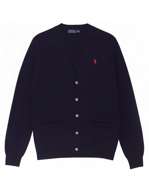 Polo Ralph Lauren Damen-Cardigan-Pullover UK 14 Mittelmarineblaue Baumwolle
