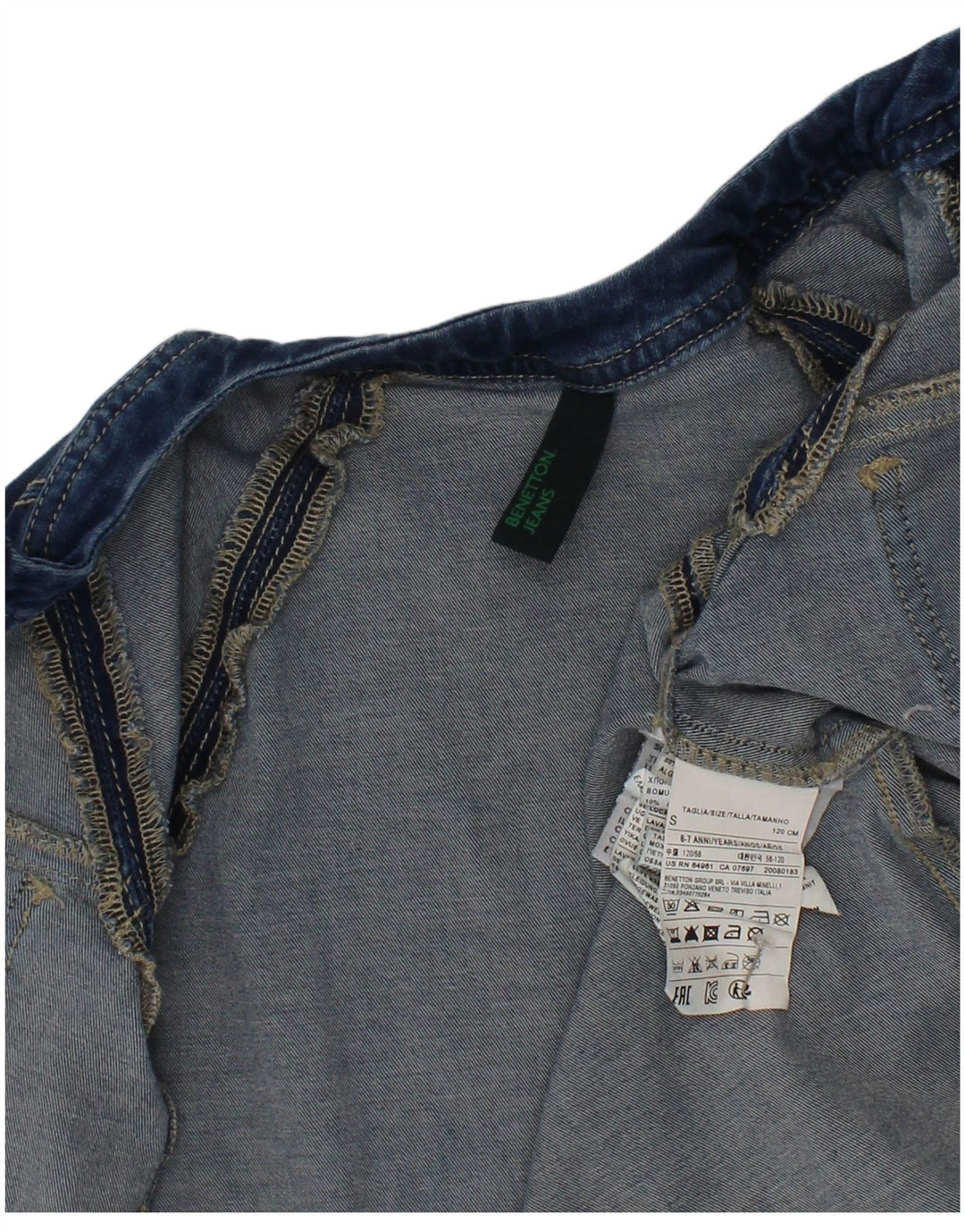 Benetton Jeansjacke für Mädchen, 6–7 Jahre, Größe S, Blau, Baumwolle