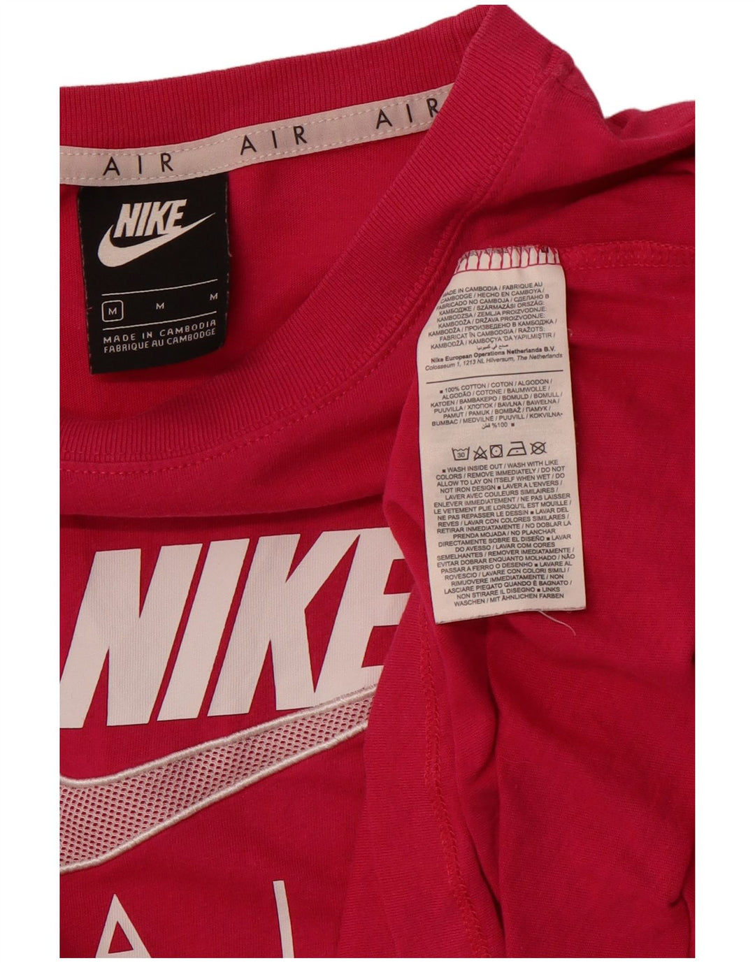 NIKE Herren Air Graphic T-Shirt Top Mittelrosa Baumwolle