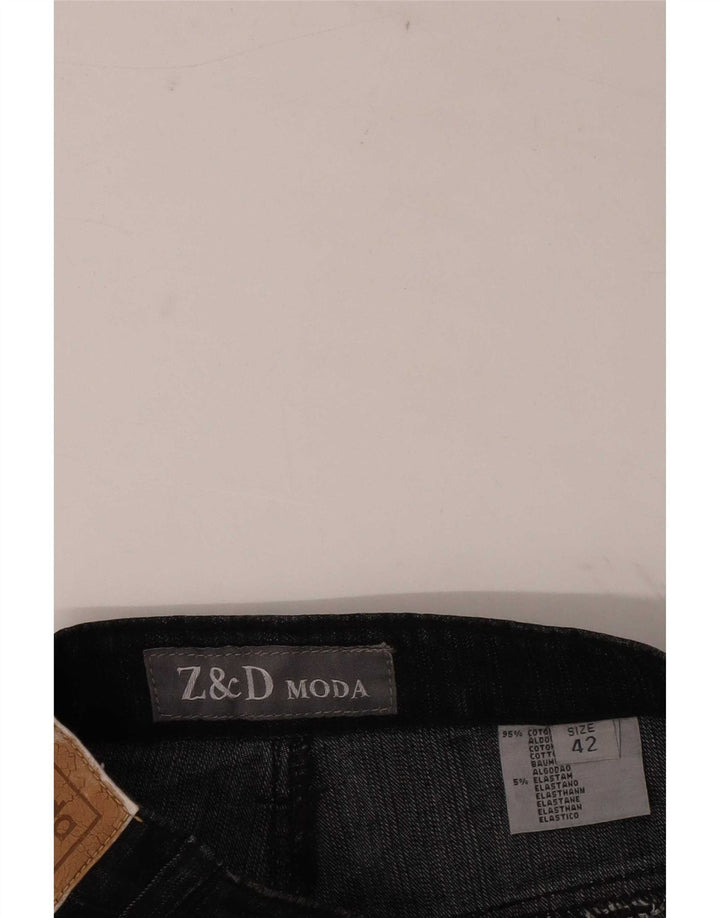 Vintage Damen Bootcut Jeans IT 42 Medium W28 L30 Grau geblümte Baumwolle