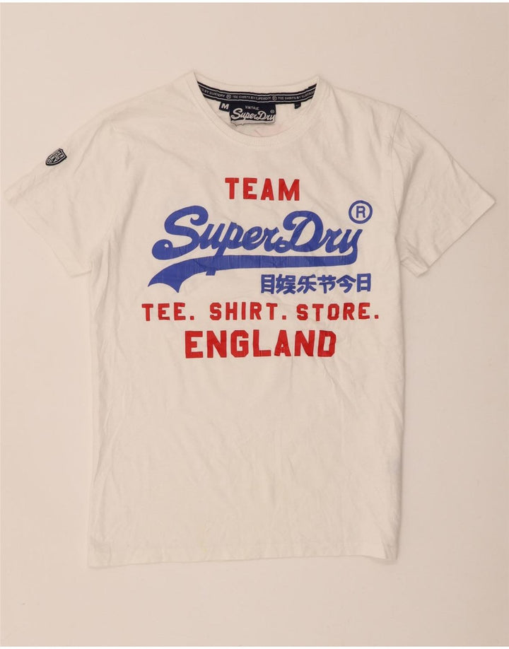 Superdry Herren Grafik-T-Shirt-Oberteil aus mittelweißer Baumwolle